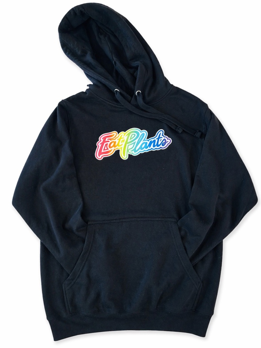Eat Plants Hoodie Vegan Power Co Black Rainbow Lisa Frank Style Unisex S